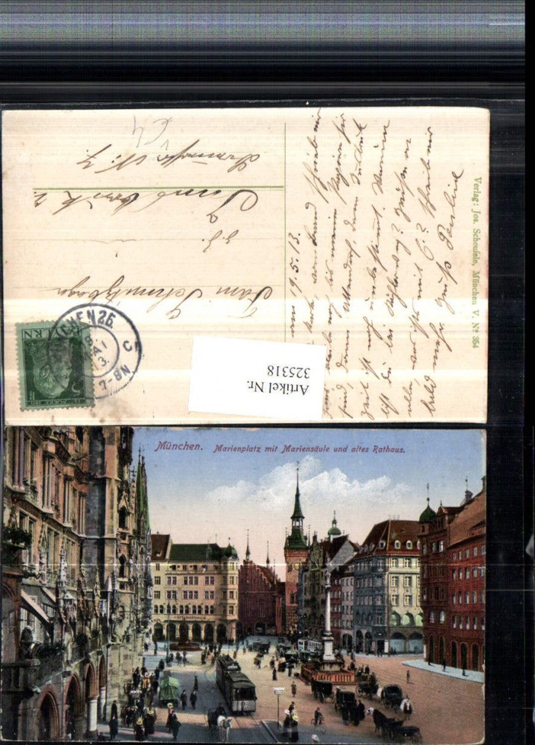 325318,München Marienplatz m. Mariensäule u. Altem Rathaus Straßenbahn pub Josef Scheufele 354