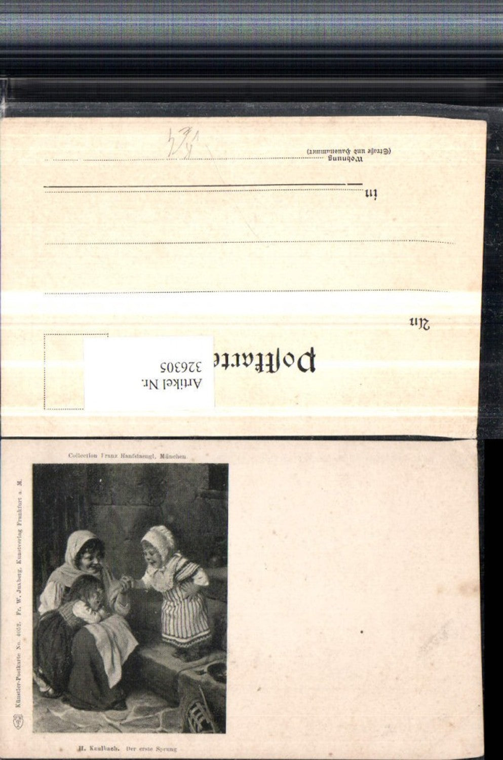326305,Künstler AK Kaulbach Der erste Sprung Frau Mutter Kinder Stufe pub Franz Hanfstaengl