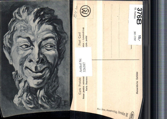 326387,Künstler AK Menschliche Gefühle Humor Menschenkopf hinterhältiges Grinsen pub Max Sinz