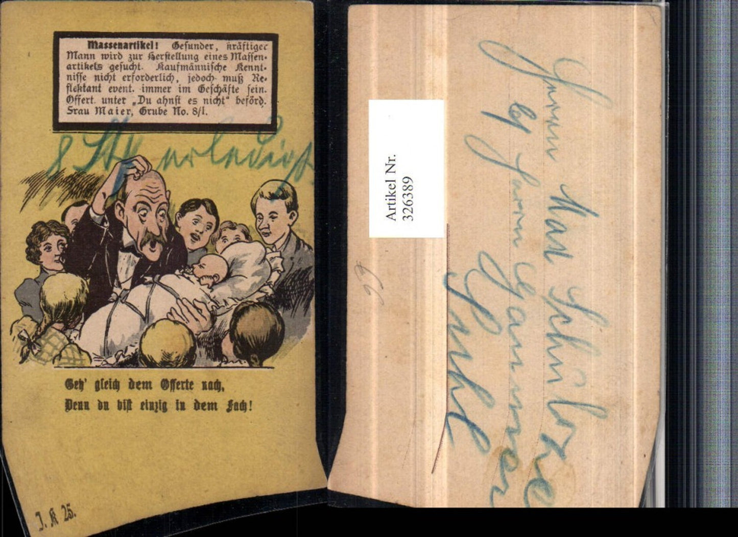 326389,Künstler AK Scherz Humor Personen Mann kratzt sich am Kopf Kind Spruch Suchanzeige