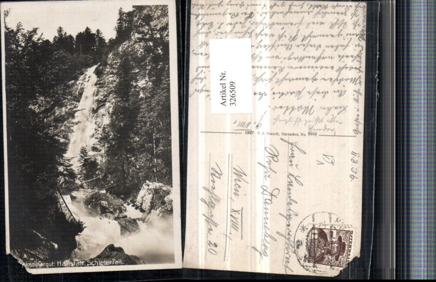 326509,Hallstatt Schleierfall Wasserfall pub F. E. Brandt 5356