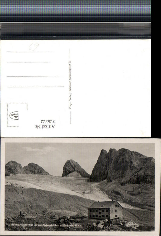 326522,Adamek-Hütte Berghütte b. Gosau m. Gosaugletscher u. Dachstein