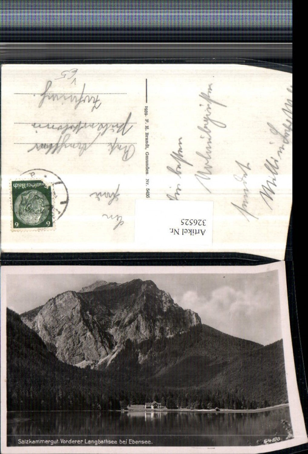 326525,Vorderer Langbathsee See b. Ebensee Bergkulisse pub F. E. Brandt 5456