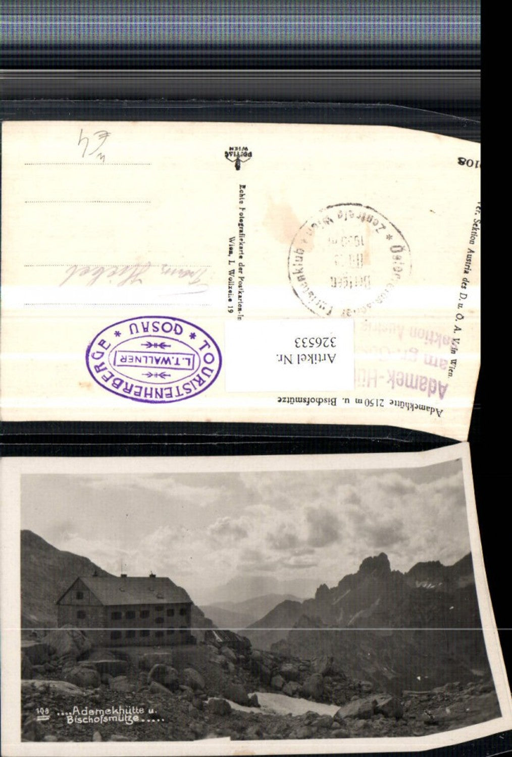 326533,Adamekhütte Berghütte b. Gosau m. Bischofsmütze Bergkulisse