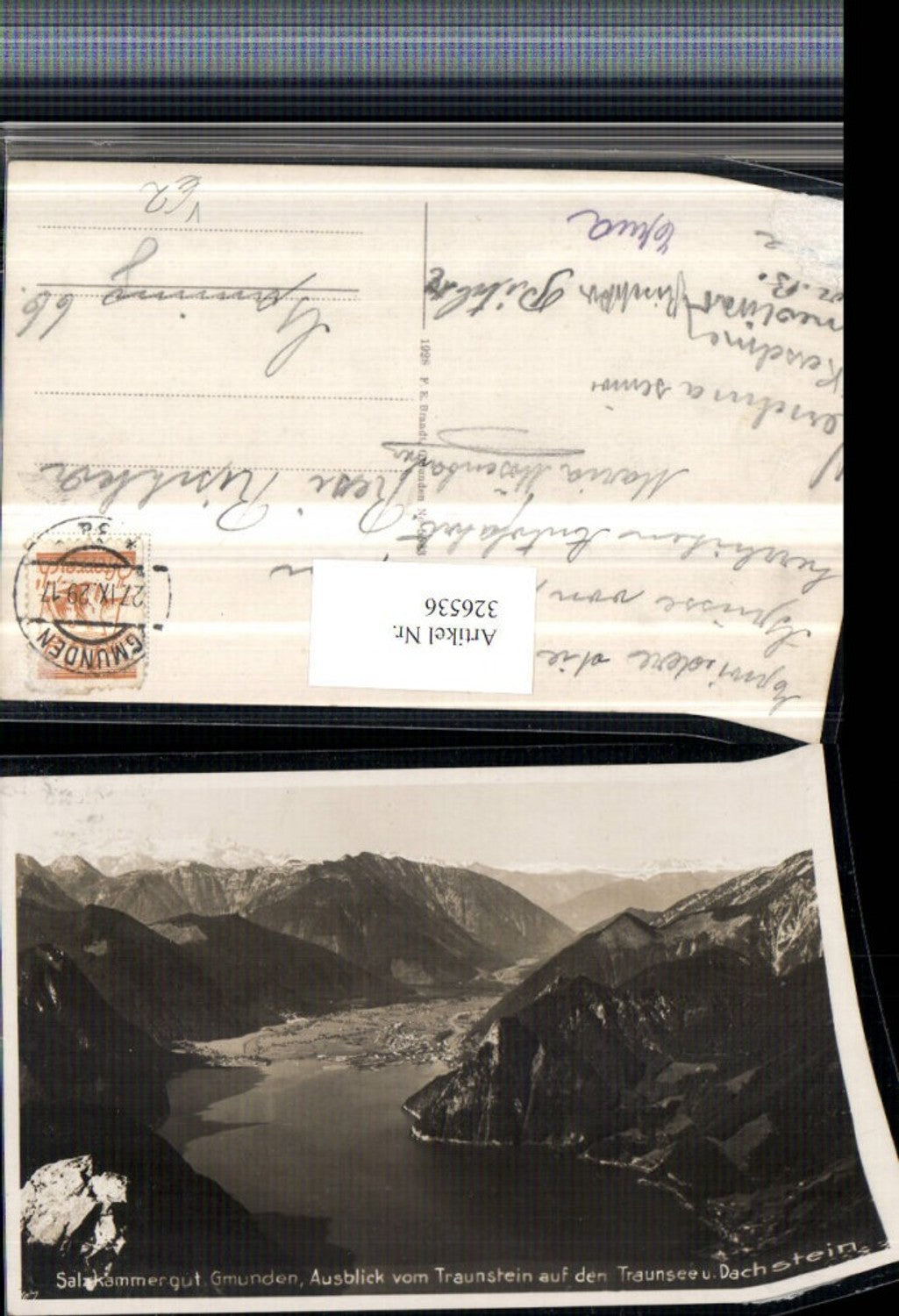 326536,Gmunden Blick v. Traunstein auf Traunsee u. Dachstein Bergkulisse pub F. E. Brandt 5583