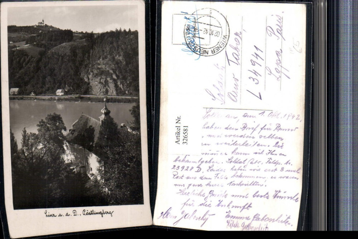 326581,Linz an d. Donau Kirche Blick zum Pöstlingberg Feldpost L 34941