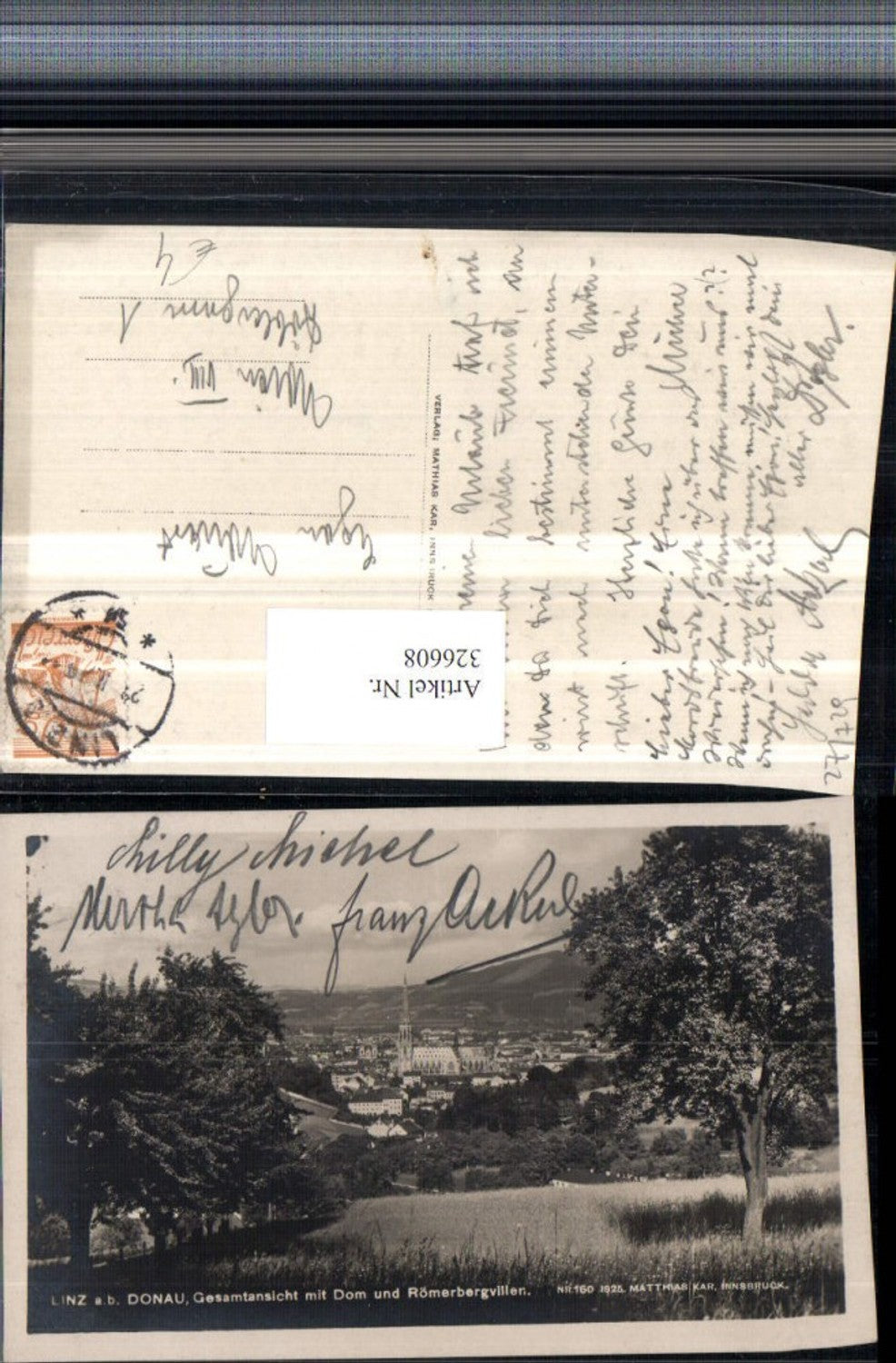 326608,Linz an d. Donau Teilansicht m. Dom u. Römerbergvillen