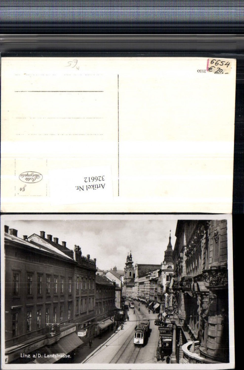 326612,Linz an d. Donau Landstraße Straßenansicht Geschäfte Straßenbahn Nr. 14