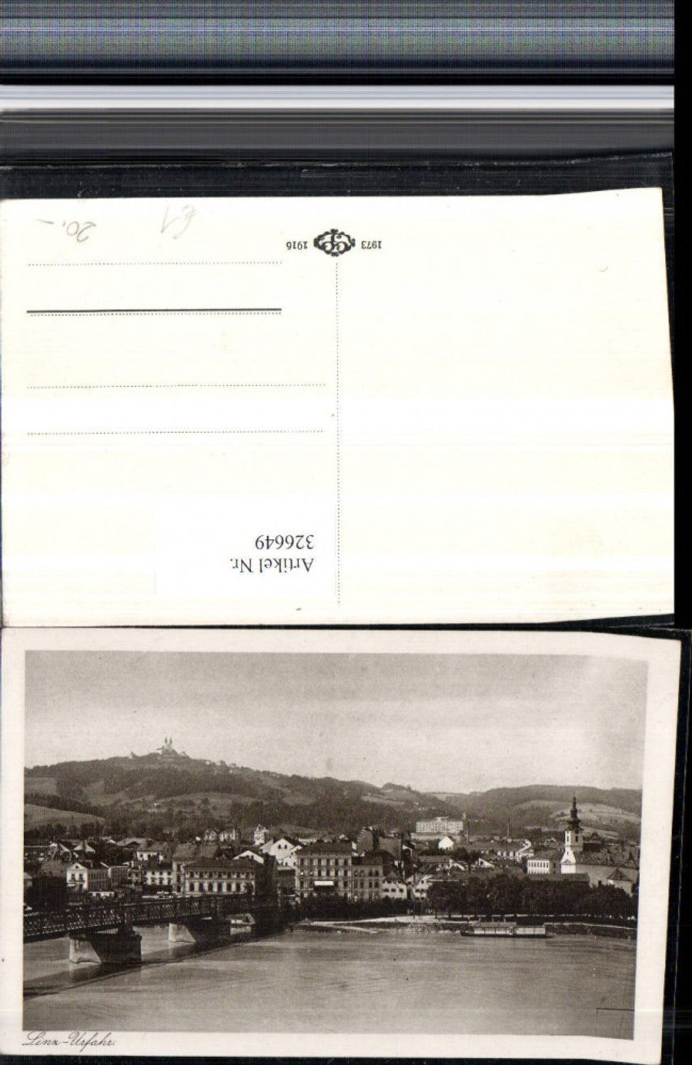 326649,Linz an d. Donau Urfahr Teilansicht Brücke m. Pöstlingberg