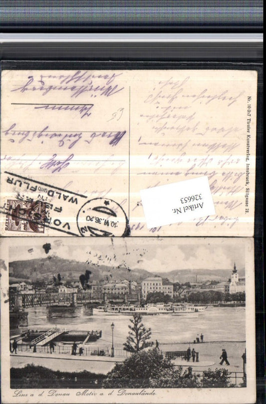 326653,Linz an d. Donau Teilansicht Brücke Dampfer Donaulände