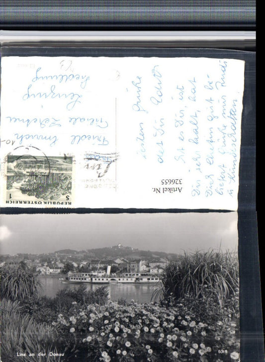 326655,Linz an d. Donau Teilansicht m. Pöstlingberg Dampfer