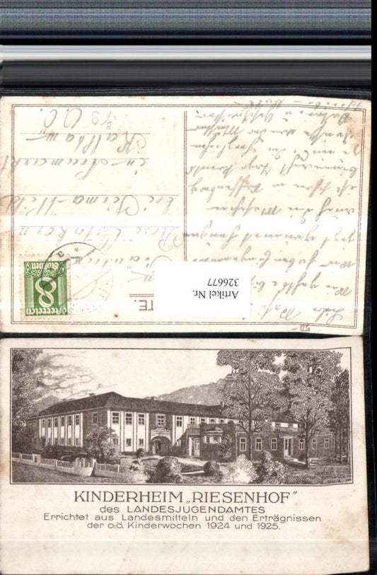 326677,Künstler AK Linz an d. Donau Kinderheim Riesenhof