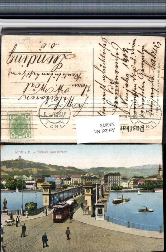 326678,Linz an d. Donau Brücke u. Urfahr Straßenbahn Pöstlingberg
