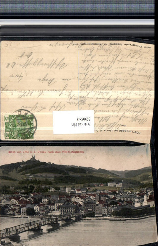 326680,Linz an d. Donau Teilansicht Brücke m. Pöstlingberg