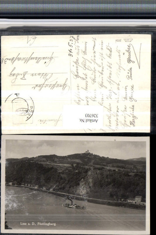 326703,Linz an d. Donau Blick zum Pöstlingberg Dampfer
