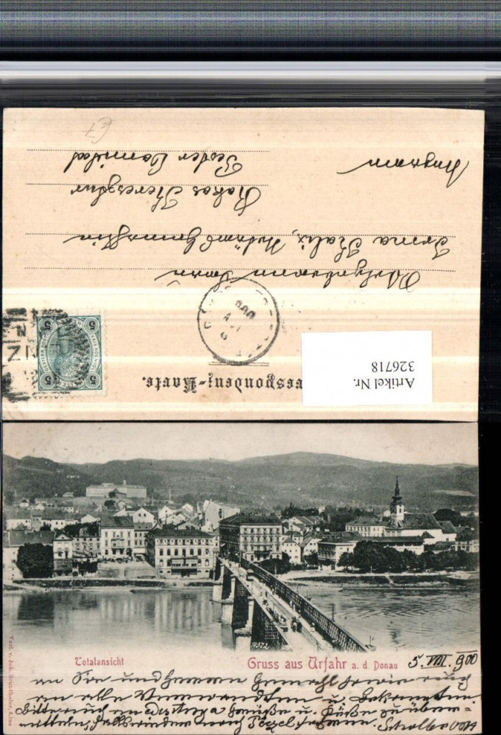 326718,Gruß aus Linz an d. Donau Urfahr Totale Brücke