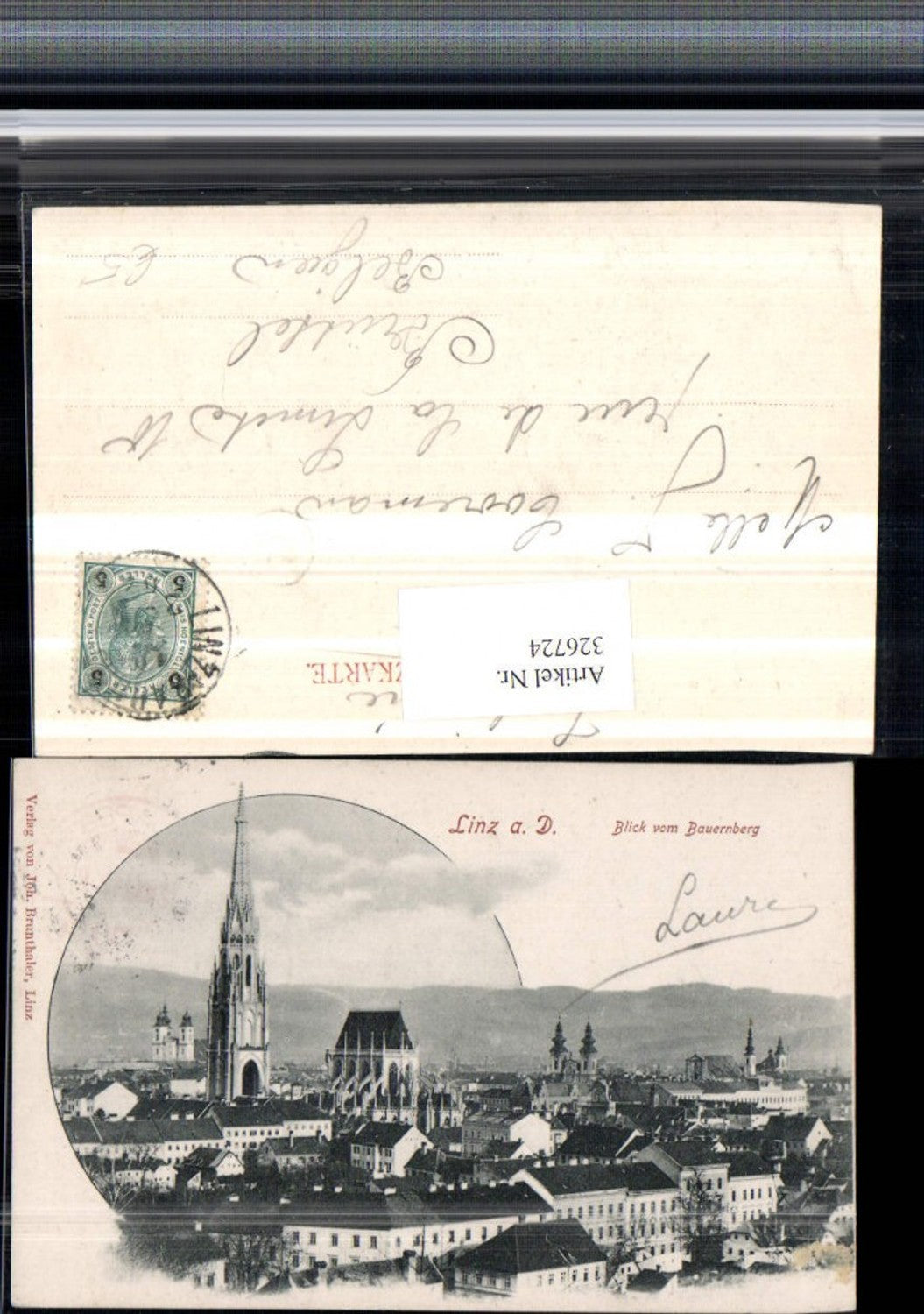 326724,Linz an d. Donau Teilansicht vom Bauernberg Kirche