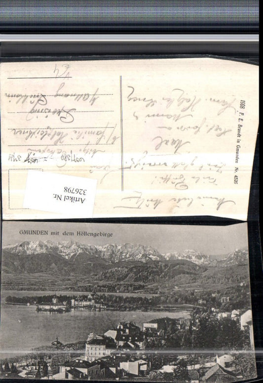 326798,Gmunden Teilansicht m. Höllengebirge Bergkulisse pub F. E. Brandt 4526