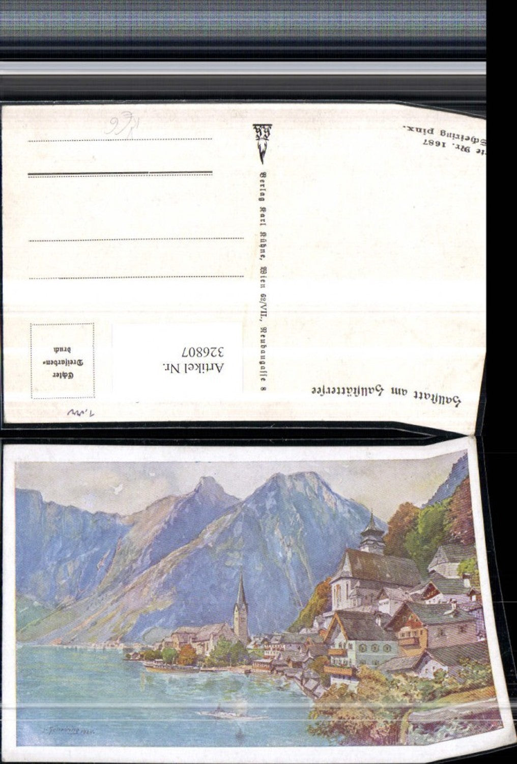 326807,Künstler AK L. Scheiring Hallstatt am Hallstättersee Teilansicht pub Karl Kühne 1687