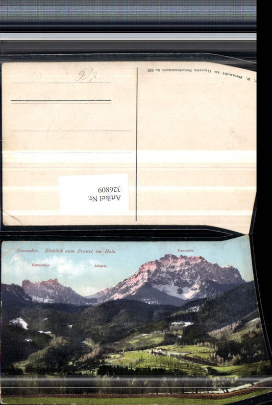 326809,Gmunden Einblick zum Franzl im Holz Bergkulisse pub F. E. Brandt 428