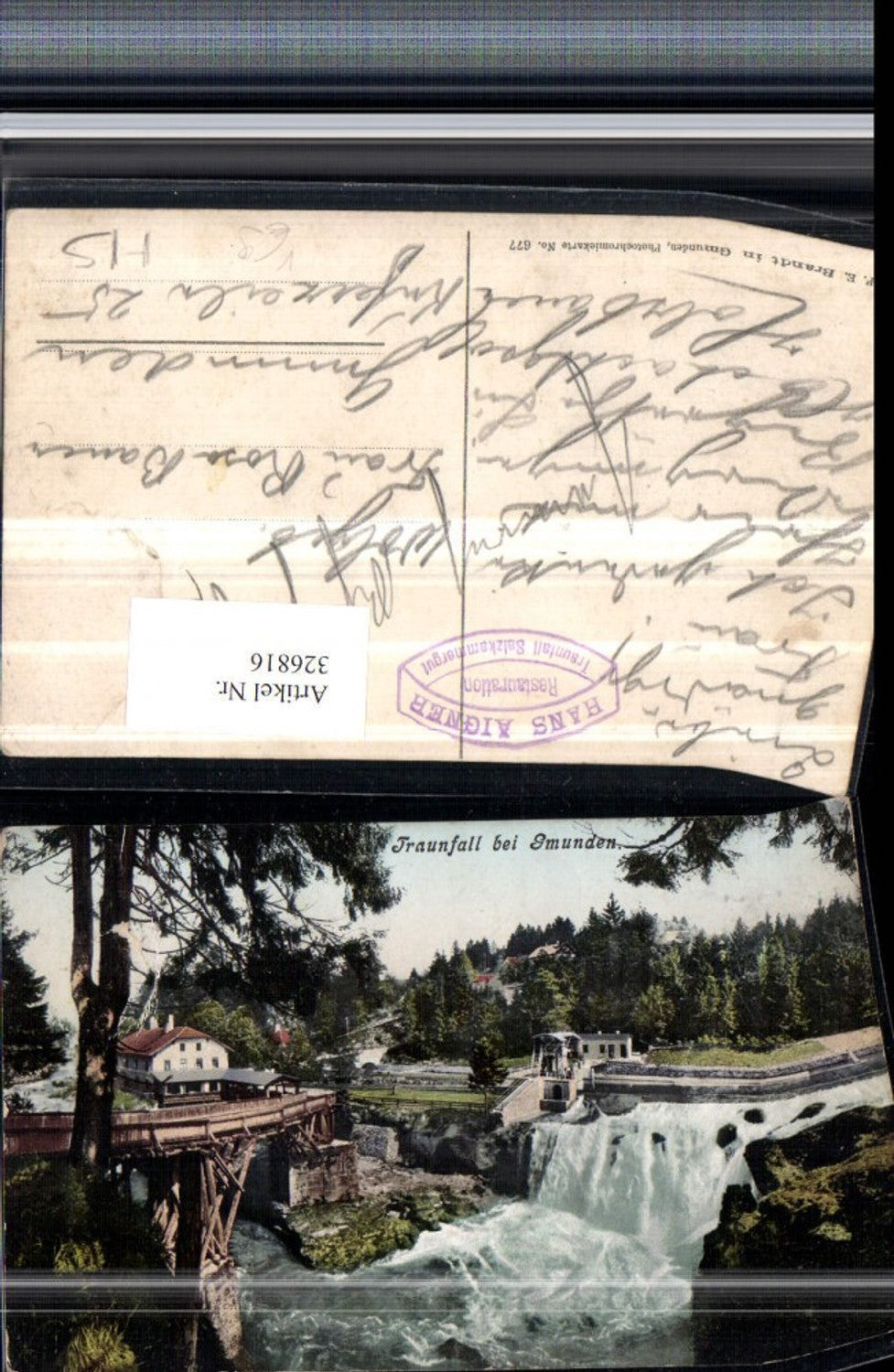 326816,Traunfall Wasserfall b. Gmunden pub F. E. Brandt 677