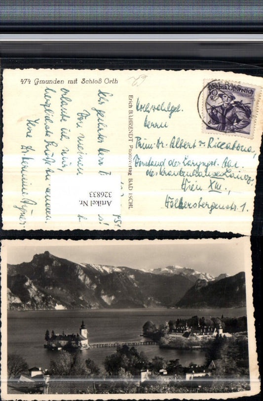326833,Gmunden m. Schloss Ort Orth Bergkulisse