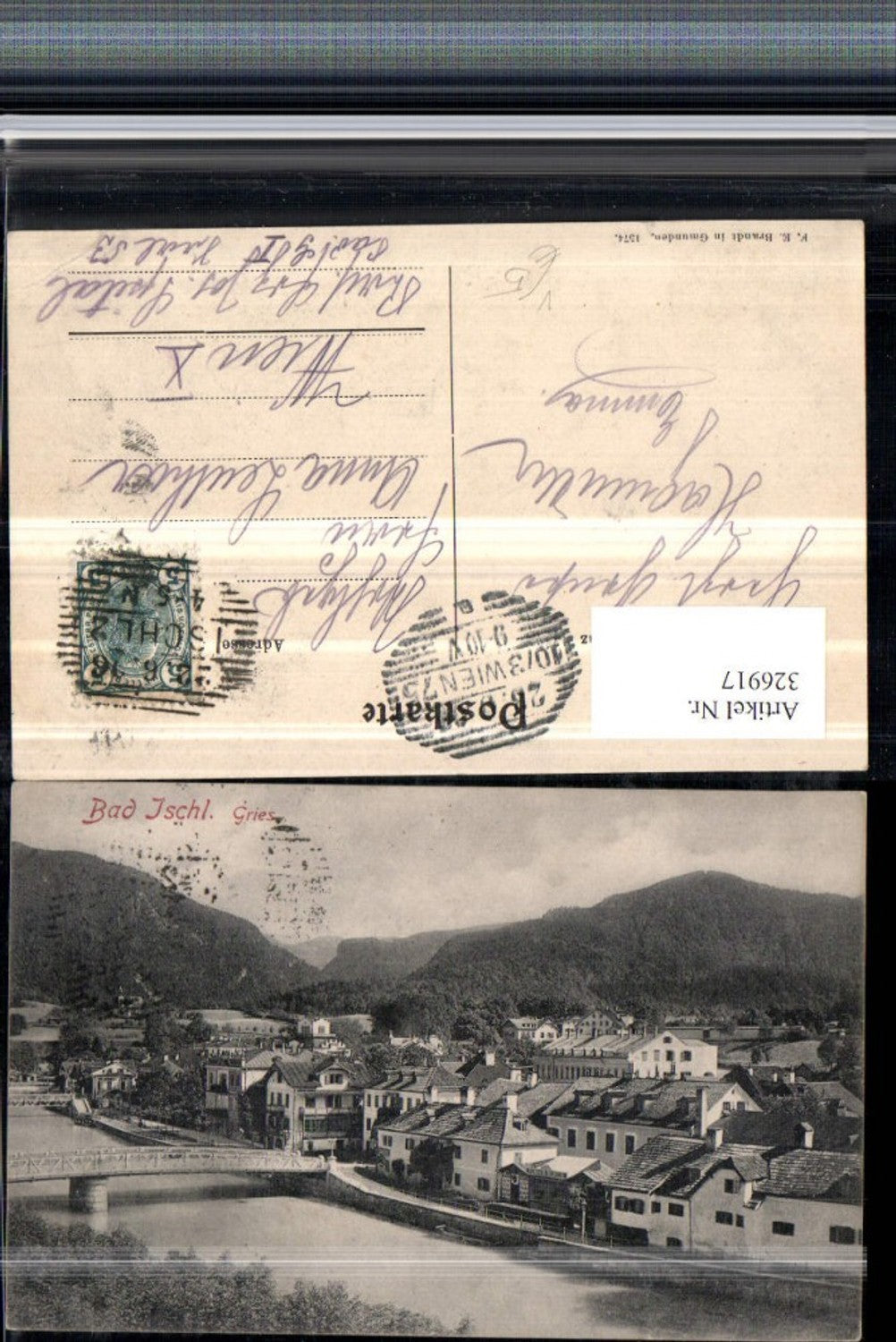 326917,Bad Ischl Gries Teilansicht Brücke pub F. E. Brandt 1574