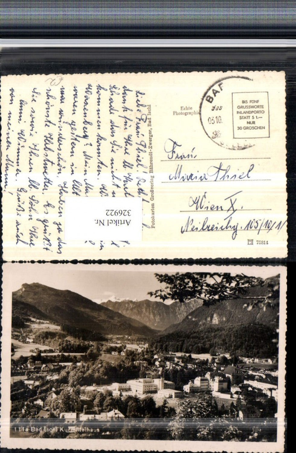 326922,Bad Ischl Teilansicht m. Kurmittelhaus Bergkulisse