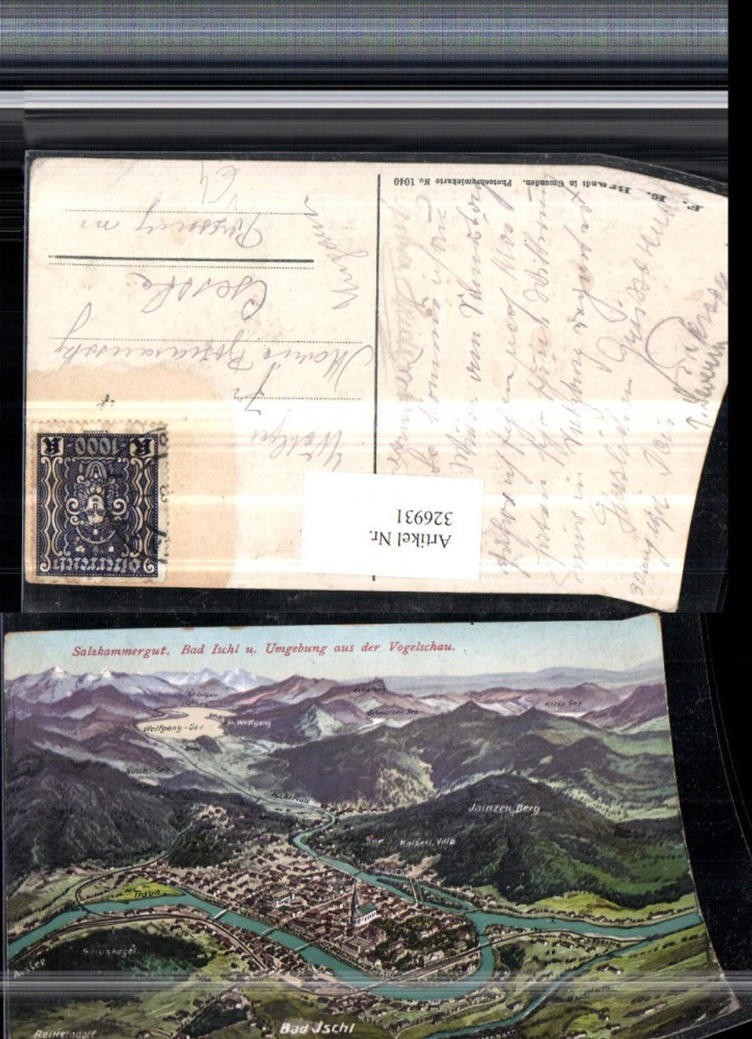 326931,Bad Ischl u. Umgebung Totale aus d. Vogelschau pub F. E. Brandt 1040