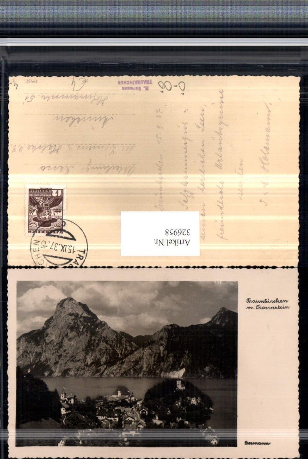 326958,Traunkirchen Totale m. Traunstein Bergkulisse