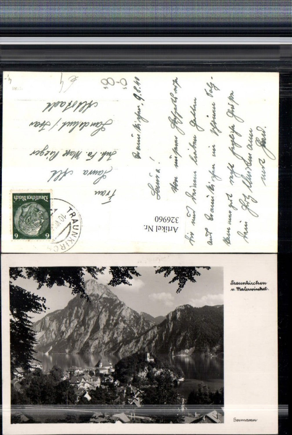 326960,Traunkirchen Totale vom Malerwinkel m. Traunstein Bergkulisse