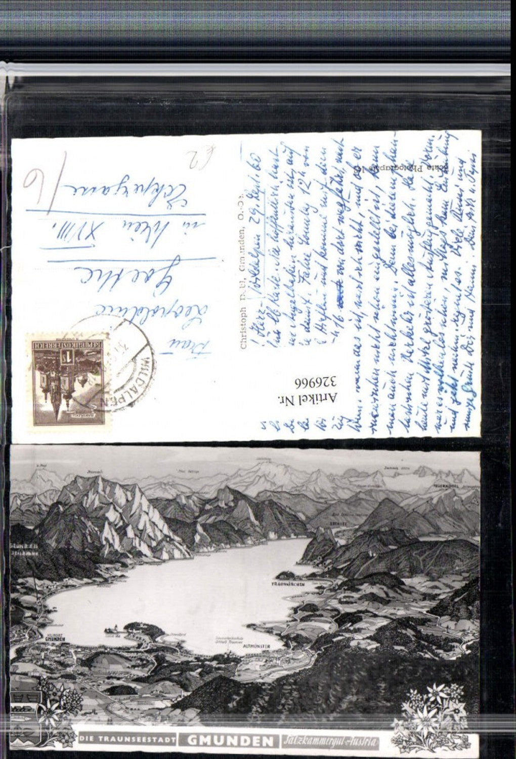 326966,Gmunden Totale aus d. Vogelschau Traunkirchen Altmünster Ebensee