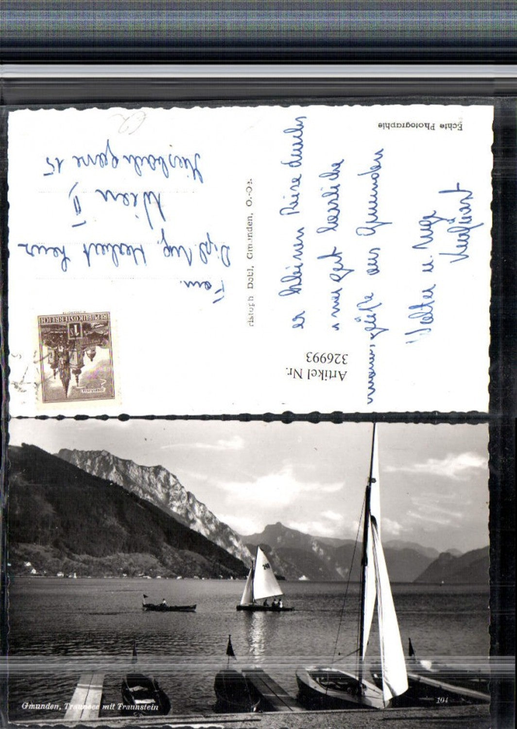 326993,Gmunden Traunsee m. Traunstein Segelboote Boote Bergkulisse