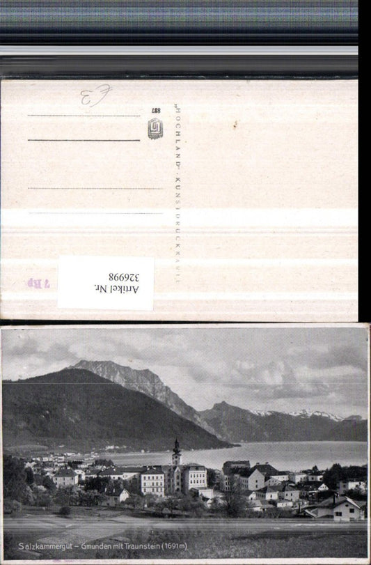 326998,Gmunden Totale m. Traunstein Bergkulisse