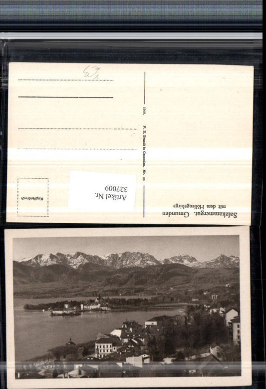 327009,Gmunden Teilansicht Schloss Ort Orth  m. Höllengebirge Bergkulisse pub F. E. Brandt 06