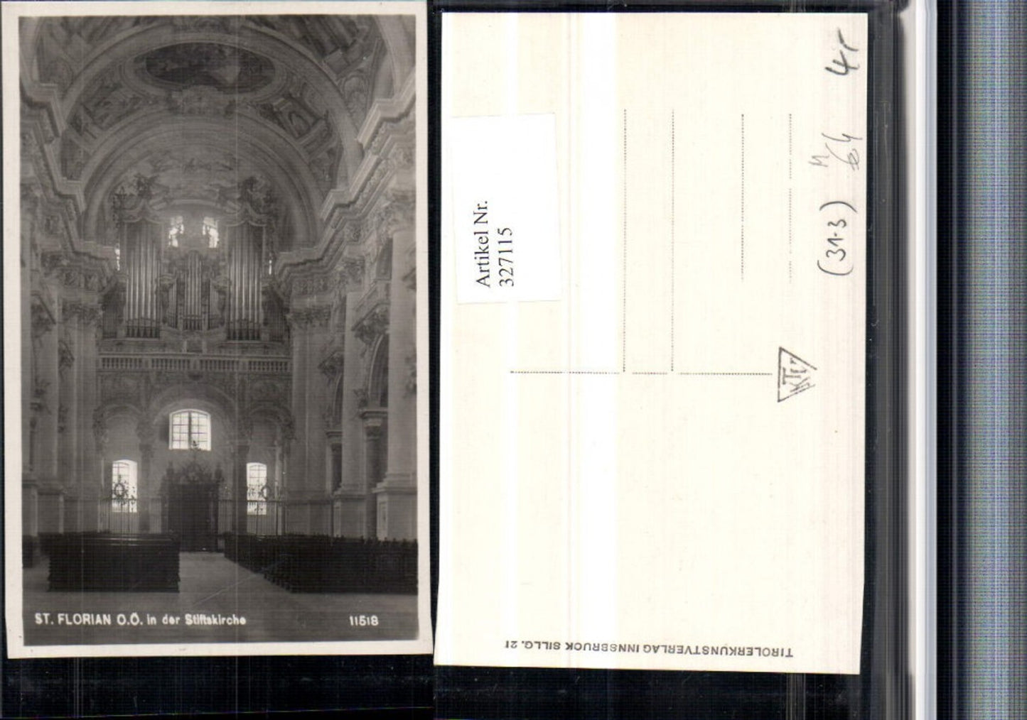 327115,St. Florian Stiftskirche Innenansicht Orgel