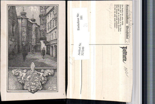 327249,Künstler AK Fr. Ludwig Kremsmüsnter Straßenansicht Gasse