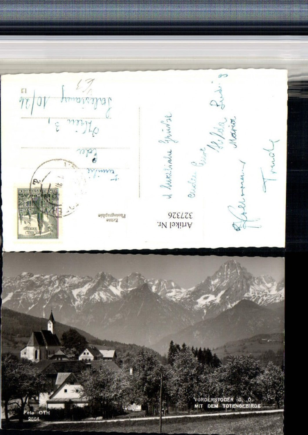 327326,Vorderstoder Kirche m. Totengebirge Bergkulisse pub Foto Oth 2564