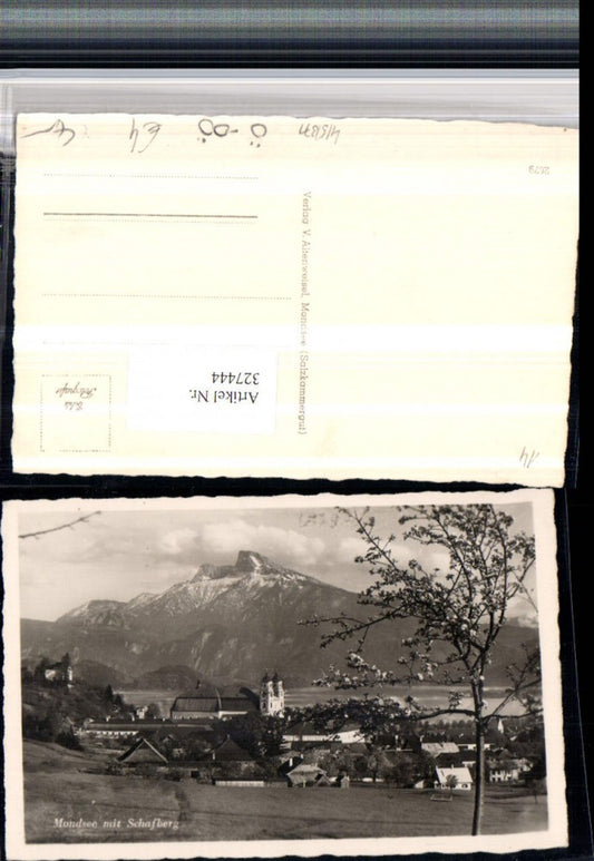 327444,Mondsee Teilansicht m. Schafberg Bergkulisse