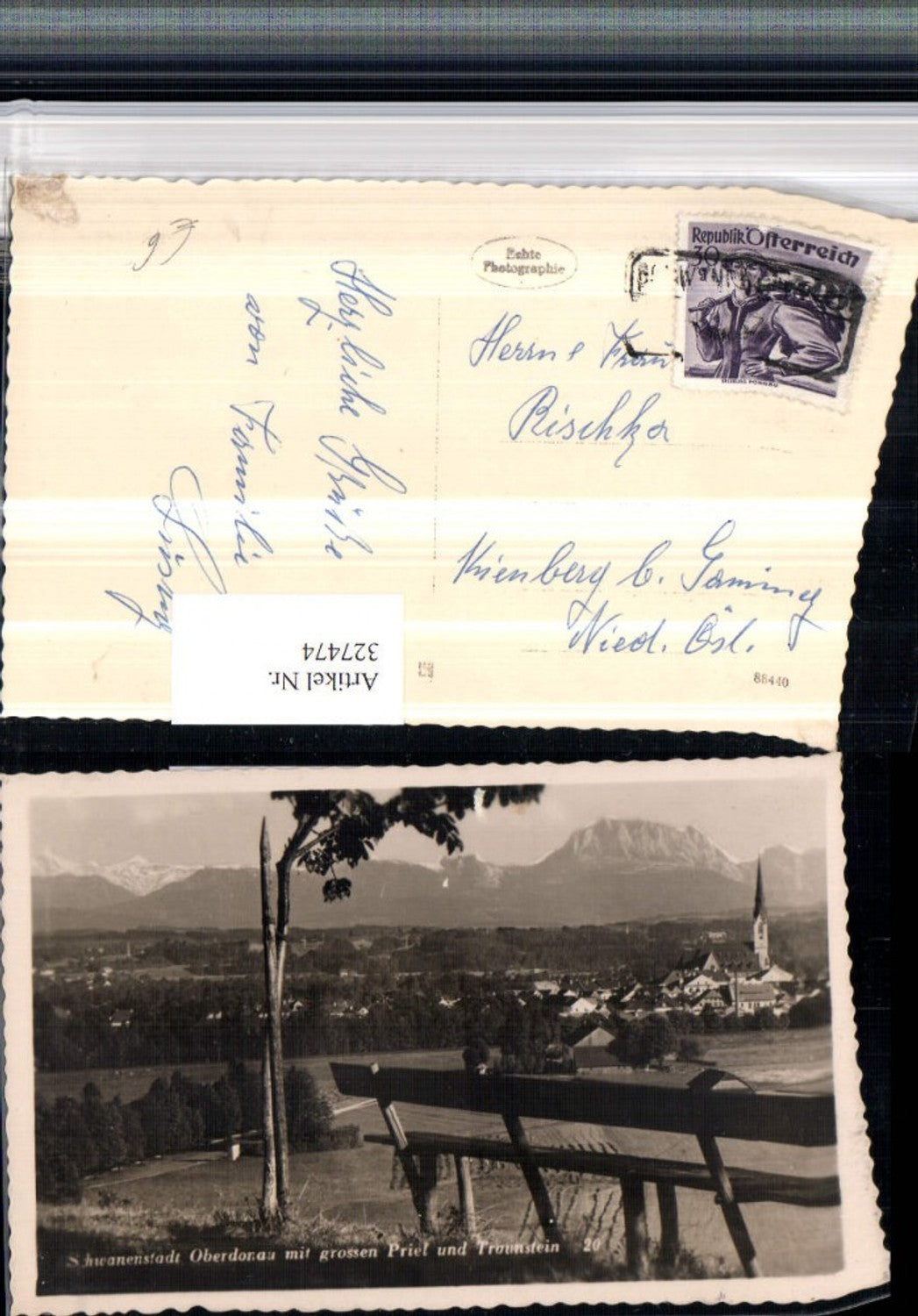 327474,Schwanenstadt Oberdonau Totale m. Großen Priel u. Traunstein Bergkulisse