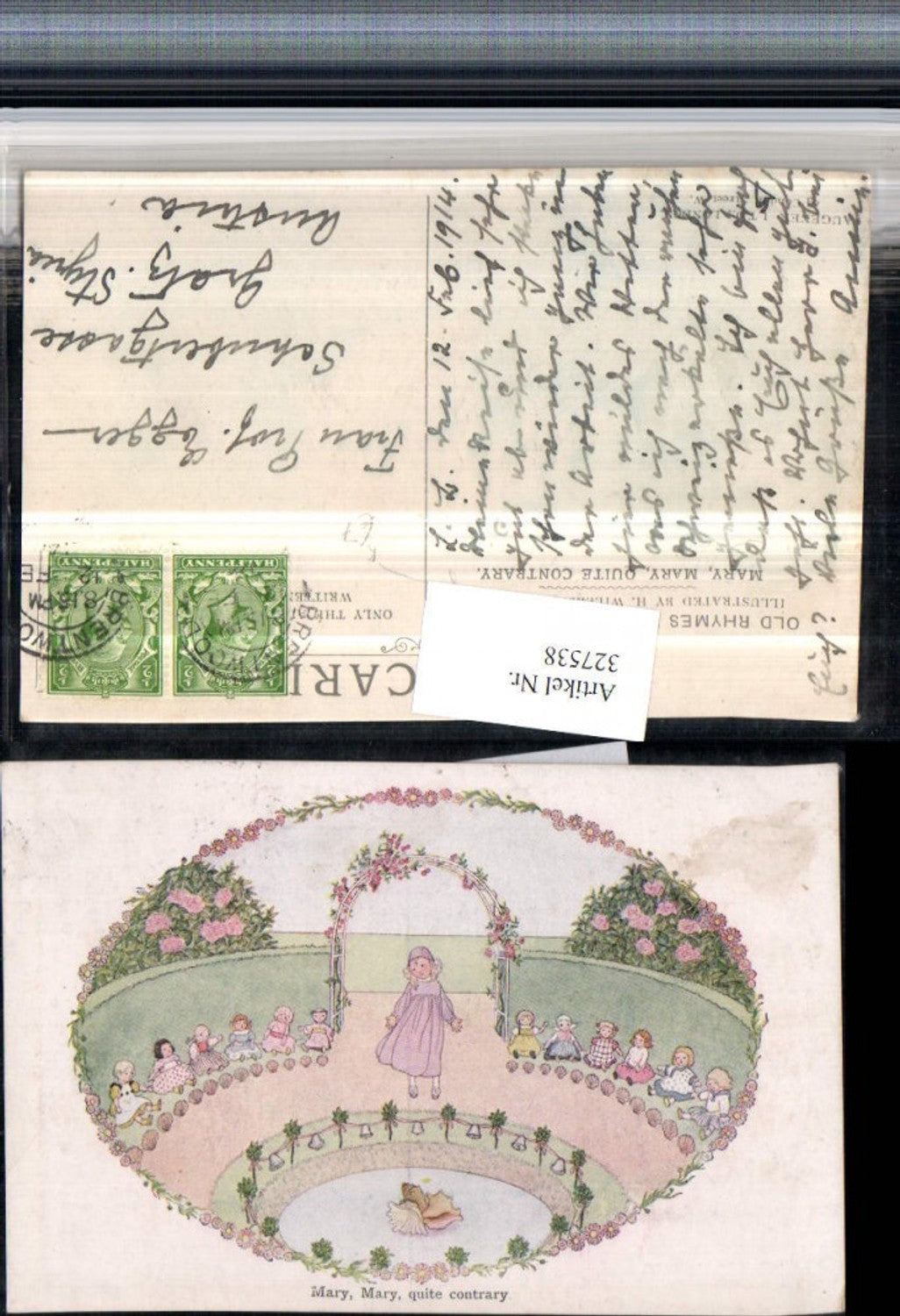 327538,Künstler AK H. Willebeek Mary Mary quite contrary Mädchen Puppen Blumen