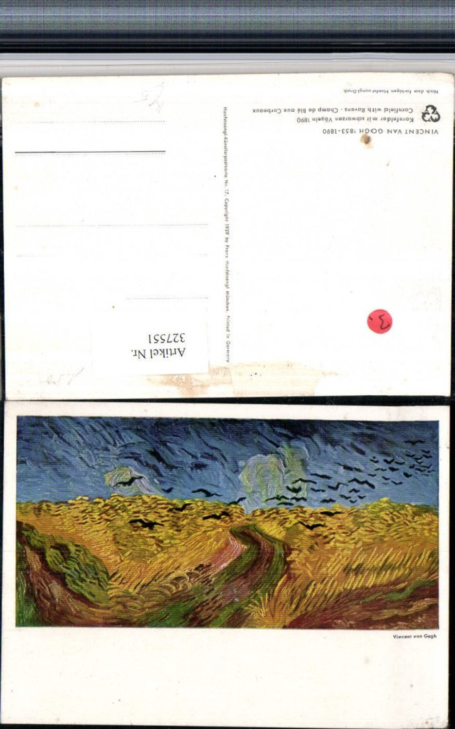 327551,Künstler AK Vincent van Gogh Kornfelder mit schwarzen Vögeln