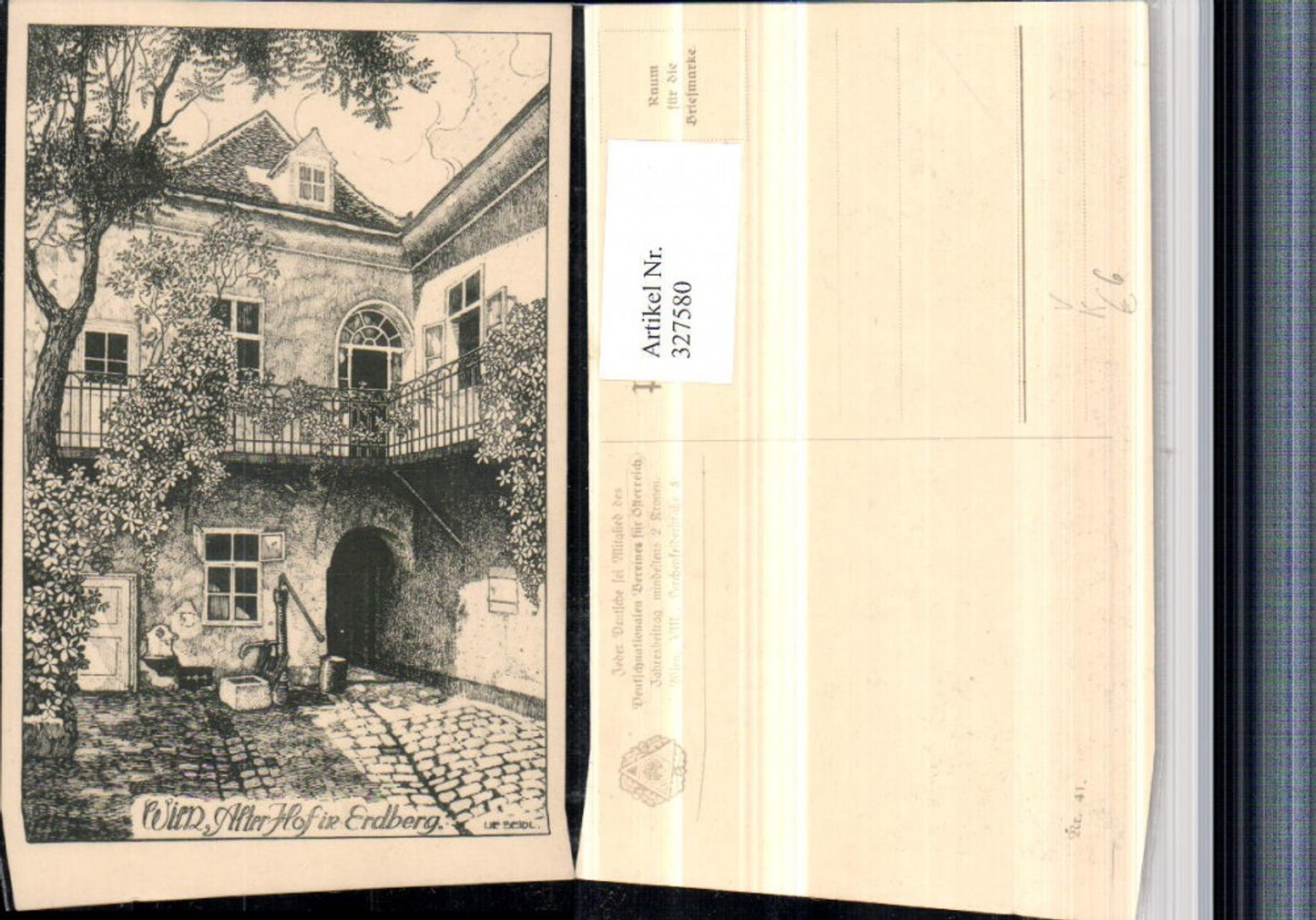327580,Künstler AK Ulf Seidl Wien Alter Hof in Erdberg pub Deutschnationaler Verein f. Österreich 41