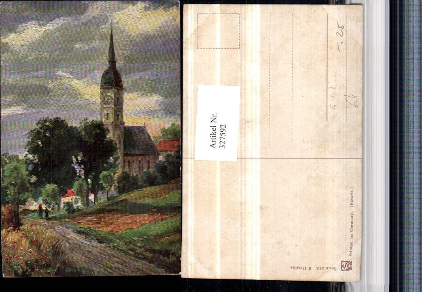 327592,Künstler AK G. Fuhrmann Landschaft Kirche