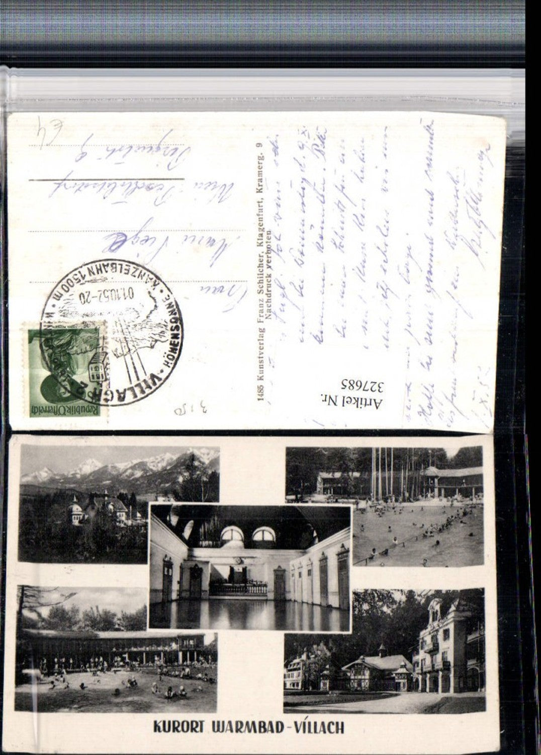 327685,Villach Warmbad Freibad Bergkulisse Mehrbildkarte pub Franz Schilcher