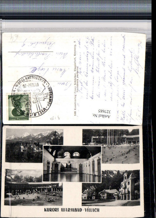 327685,Villach Warmbad Freibad Bergkulisse Mehrbildkarte pub Franz Schilcher