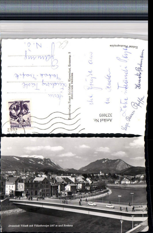 327693,Villach Teilansicht Brücke m. Villacheralpe u. Erzberg Bergkulisse pub Franz Schilcher 96