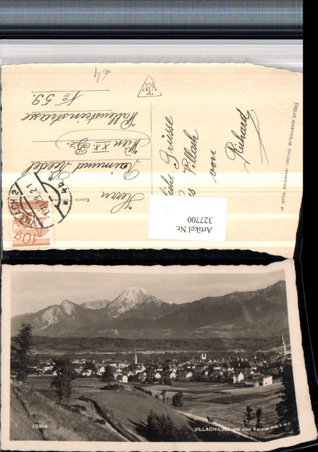 327700,Villach Totale m. Karawanken Bergkulisse