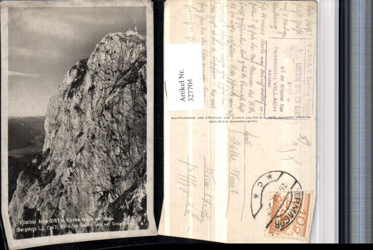 327704,Villacher Alpe b. Bad Bleiberg Kirche Maria am Stein Blick ins Gailtal u. Dolomiten