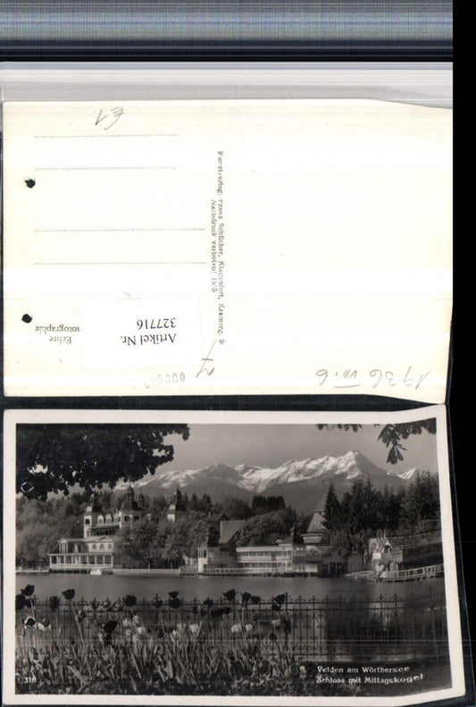327716,Velden am Wörthersee Schloss m. Mittagskogel Bergkulisse pub Franz Schilcher 310